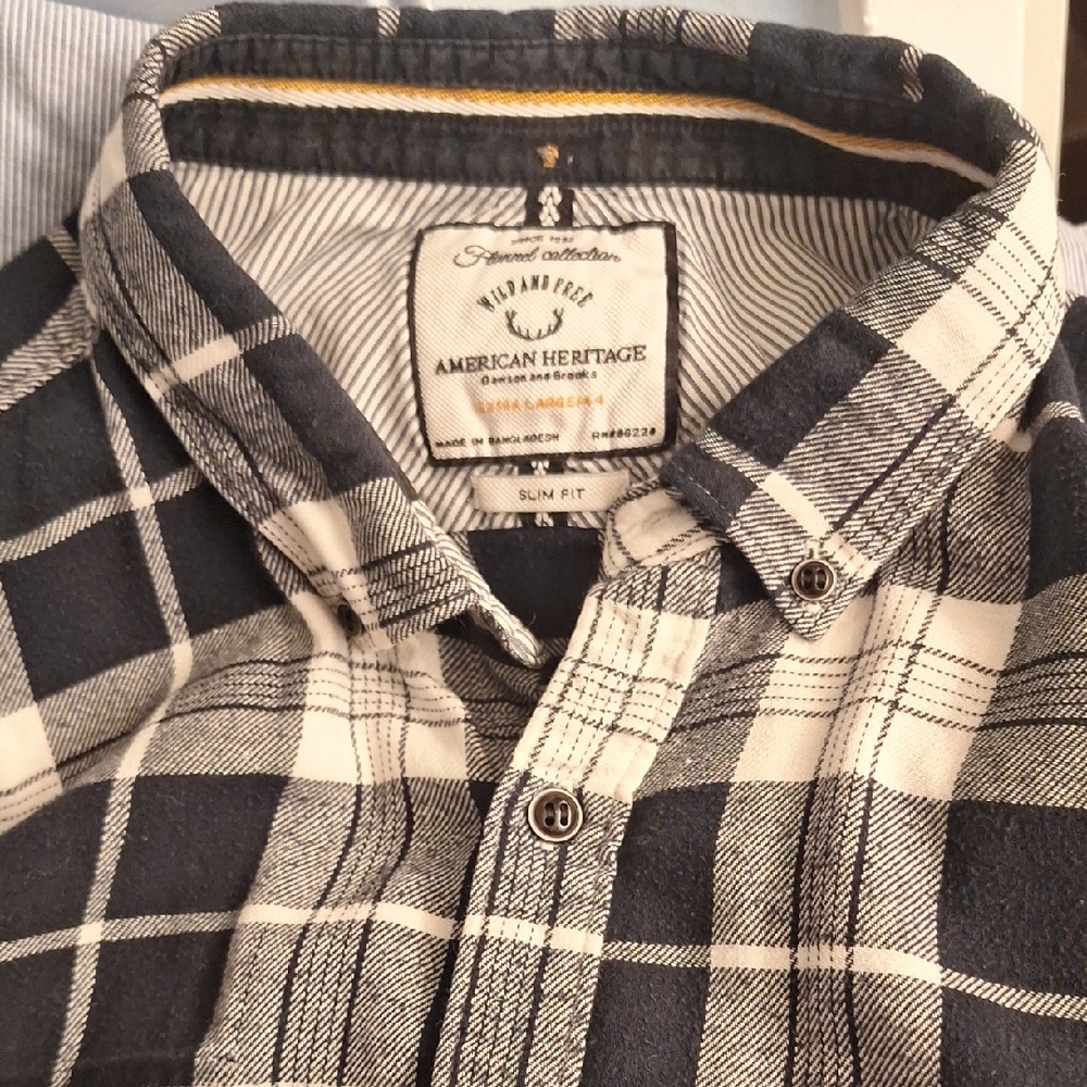 Black and White Plaid Button Collar
